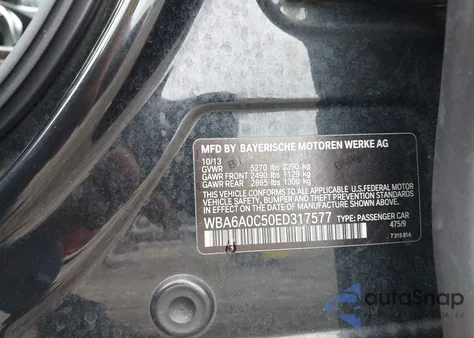 2014 BMW 640 из США, поврежденный, VIN WBA6A0C50ED317577